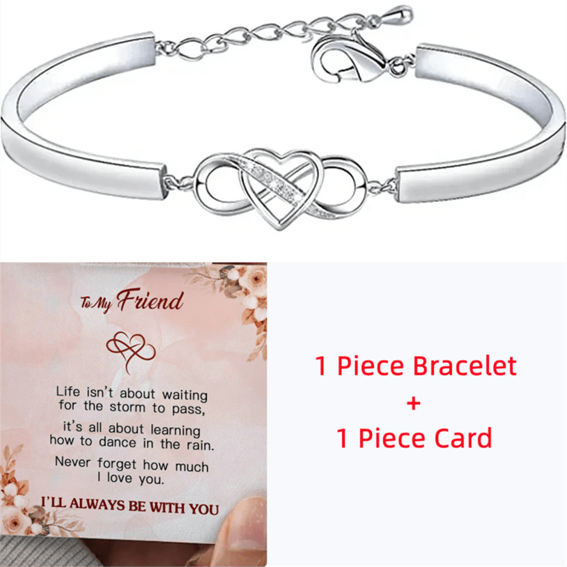 Heart Infinity CZ Bangle Bracelet w/Gift Card