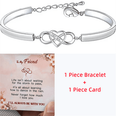Heart Infinity CZ Bangle Bracelet w/Gift Card