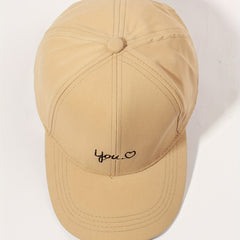 Love You Embroidery Baseball Cap Khaki Sun Hat Adjustable Breathable Dad Hats