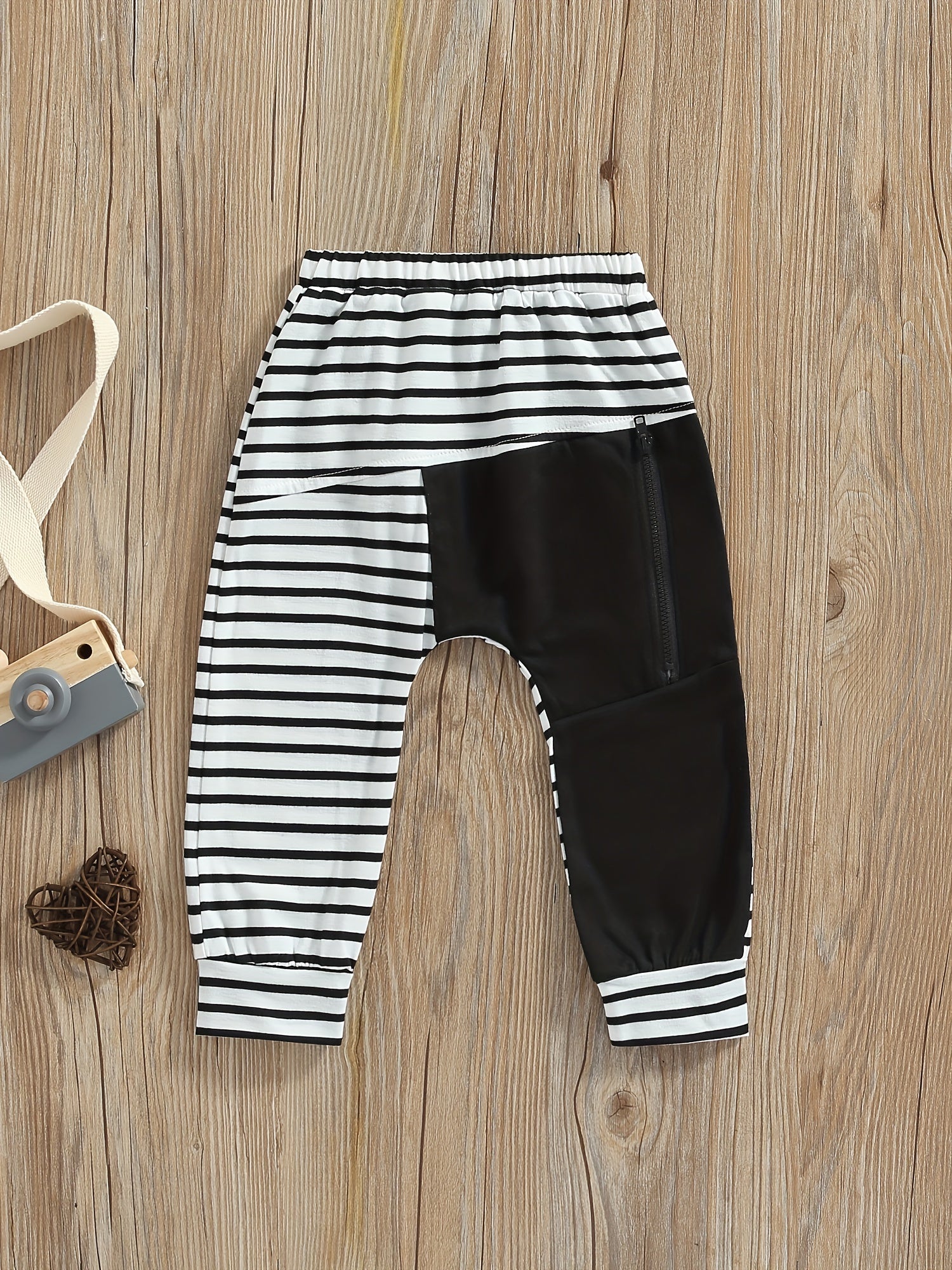 Boys Striped Zip Up Long Pants for Spring and Autumn