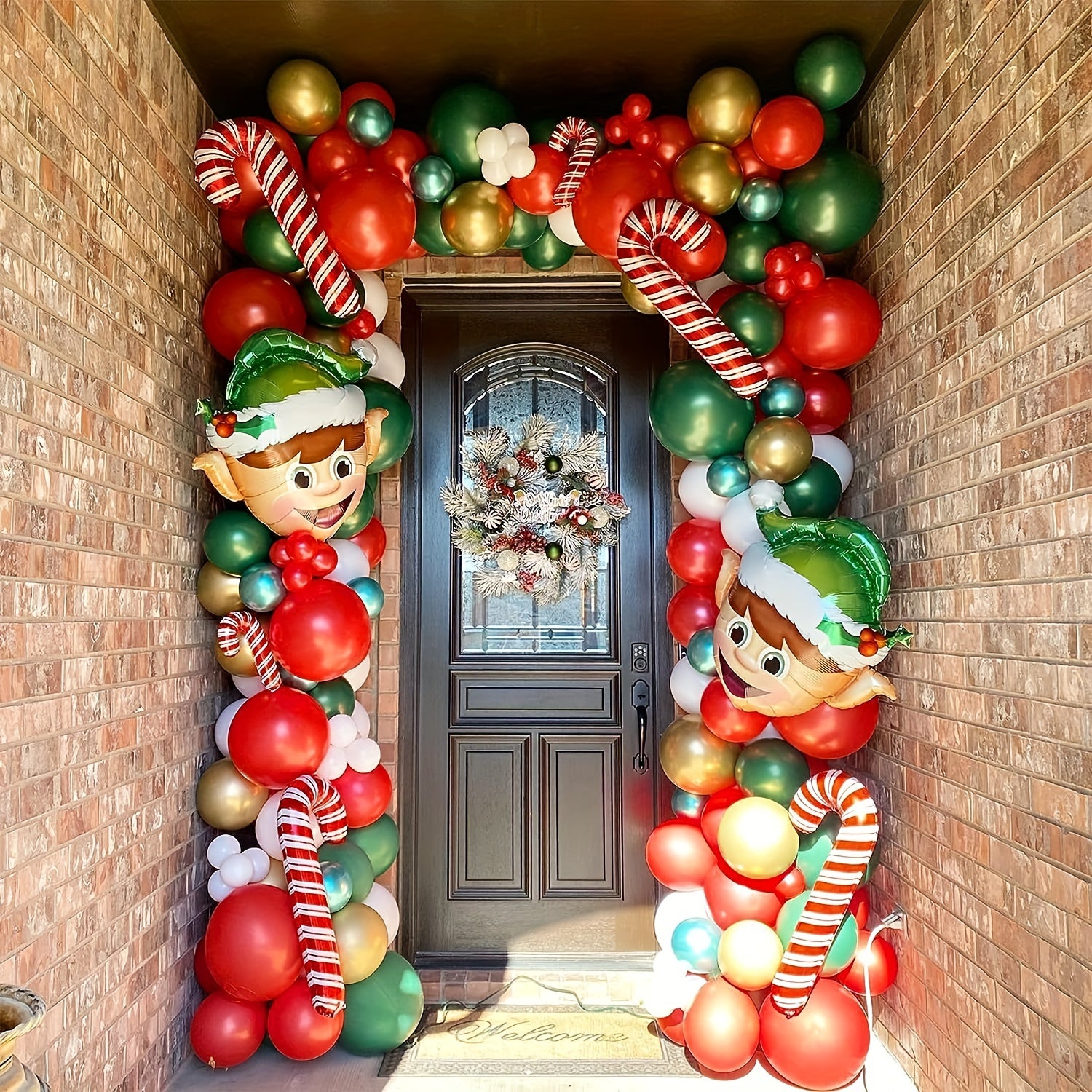Christmas Balloons Garland Kit Red Green Golden Star Foil Balloons Xmas Party