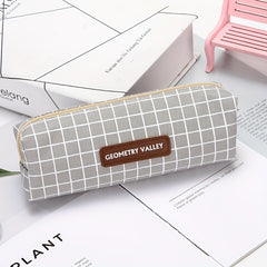 Korea Checker Pen Bag Large Capacity Stationery Storage Pencil Box