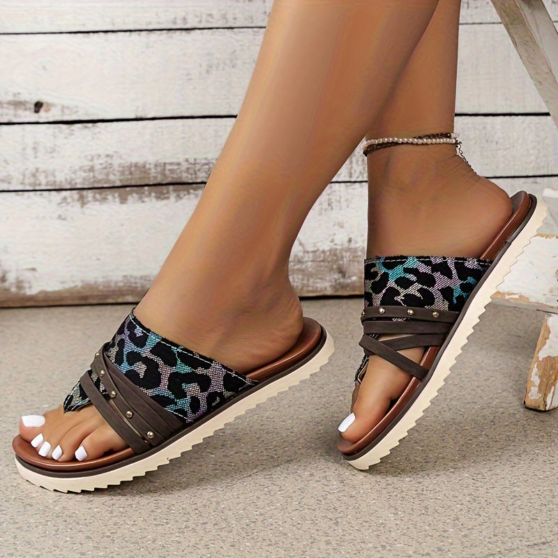 Leopard Print Flip flops Lightweight Summer Slippers Sandals