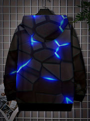 3D Print Hoodie Men Graphic Kangaroo Pocket Pullover Drawstring Hooded