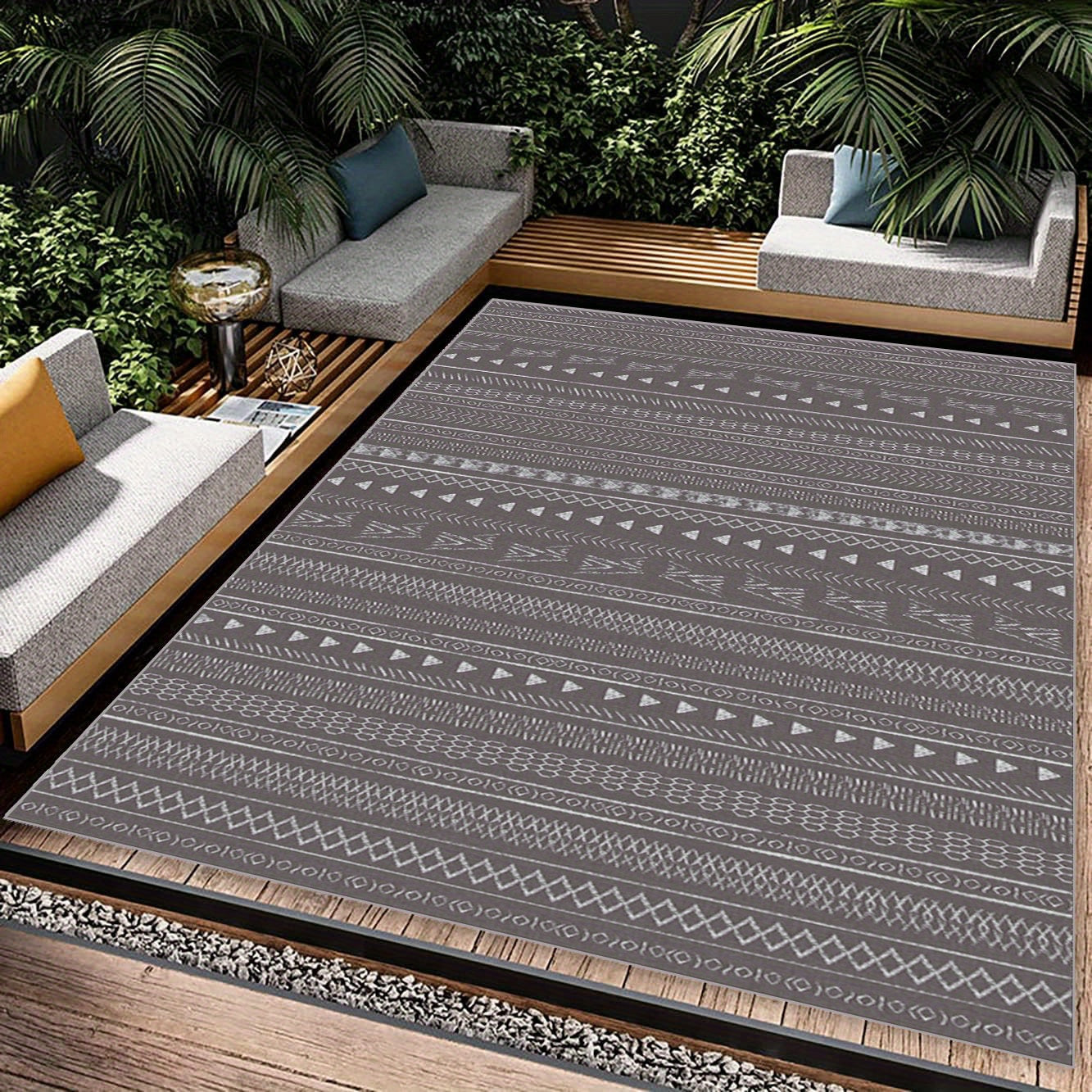 Geometric Texture Pattern Rug for Living Room and Bedroom Indoor Outdoor