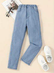 Girls Denim Jeans with Pockets Kids Spring Fall Clothing
