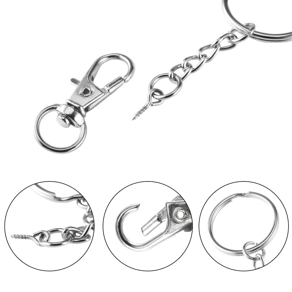 100pcs Keychain Rings With Chain And Screw Eye Pins Bulk