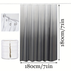 Waterproof Gray Gradient Shower Curtain with Plastic Hooks 71x71in