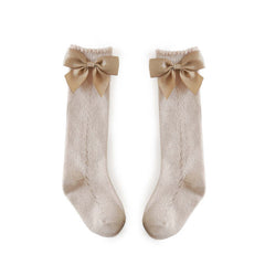 Baby Girls Knee High Socks Bow Stitched Toddler Long Sock