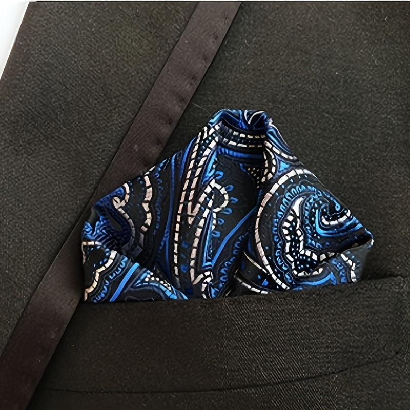 5 Assorted Mens Silk Pocket Square Handkerchiefs Set 25.4x25.4cm