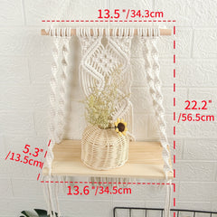 Boho Macrame Wall Shelf Tassel Woven Shelf