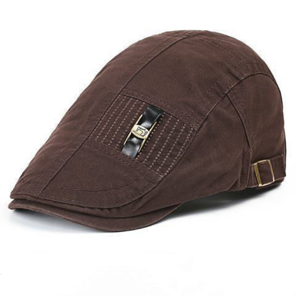 Men's Vintage Leather Beret with Iron Buckle