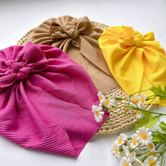 Soft Elastic Strip Flower Baby Hat With Kelp Knot Hat For Girl