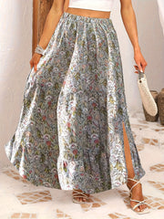 Boho Skirt Women's Floral Print A Line Skirt