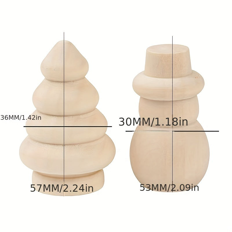 2pcs Wooden Ornaments Christmas Tree Snowman Style Decorative Puppets
