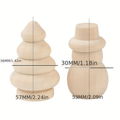 2pcs Wooden Ornaments Christmas Tree Snowman Style Decorative Puppets