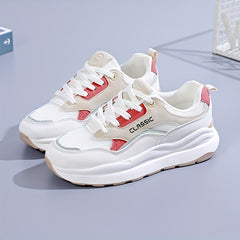 Women's Lace-Up Non-Slip Running Shoes Soft Sole Sneakers