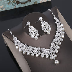 Crystal Faux Pearl Jewelry Set for Women Wedding