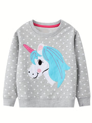 Girls Unicorn Crew Neck Sweatshirts for Sports Casual Outfit