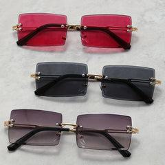 3 Pairs Men's Rimless Square High Definition UV Protection Sunglasses