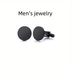 Men's Stainless Steel Button Cufflinks Square Round Shirt Cufflinks