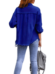 Women's Plus Size Ripped Denim Jacket
