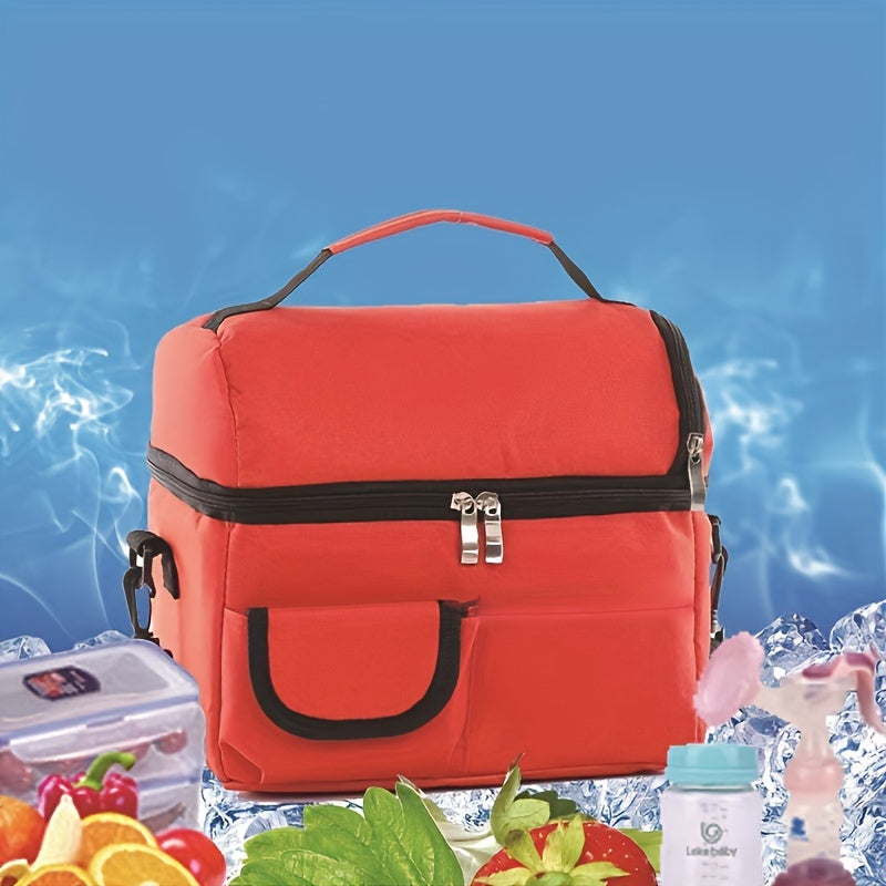 Double Layer Insulated Lunch Bag Aluminum Foil Leakproof Waterproof