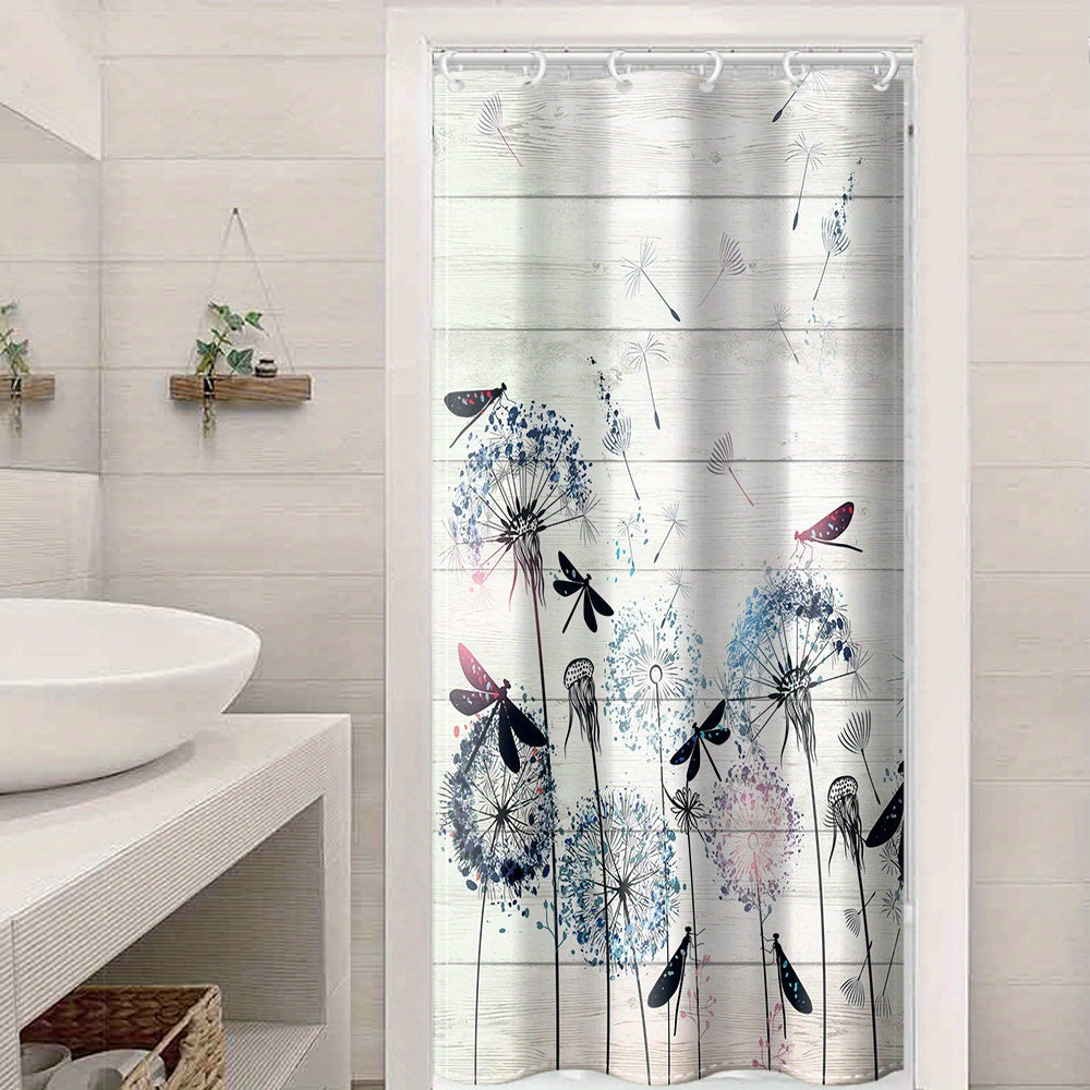 Dandelion Pattern Shower Curtain Waterproof Fabric Bath Curtain