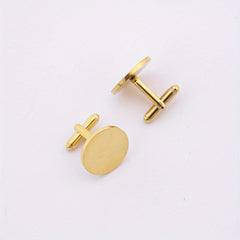 Round Titanium Steel Cufflinks Mirror Finish
