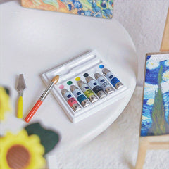 Mini Alloy and Resin Watercolor Paint Set for DIY Home Scenes