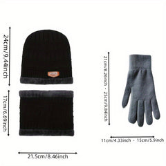 Winter Hat Scarf Gloves Set Men Women Thermal Knitted Beanie