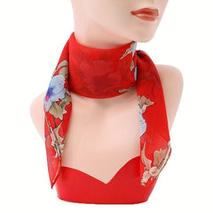 Floral Print Bandana Boho Chiffon Neckerchief Scarf Head Wrap Bag Handle Charm