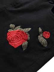 Men s Floral Embroidery Slim Fit Stretch Denim Jeans