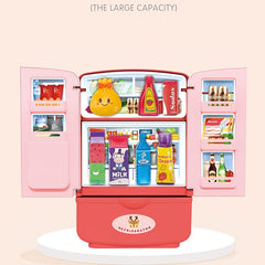 Kids Pretend Play Refrigerator Cabinet Toy Double Door Educational Fridge