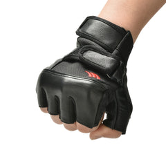 Men's PU Leather Gym Gloves with Wrist Wrap - Fitness & Training