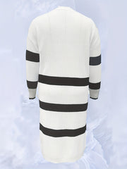Women's Plus Size Striped Open Front Cardigan