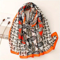 Vintage Paisley Print Scarf Classic Block Shawl Solid Headwraps Sunscreen