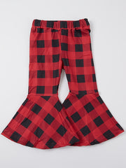 Baby Girls Leopard Plaid Print Flare Leg Pants Elastic Waist Pants