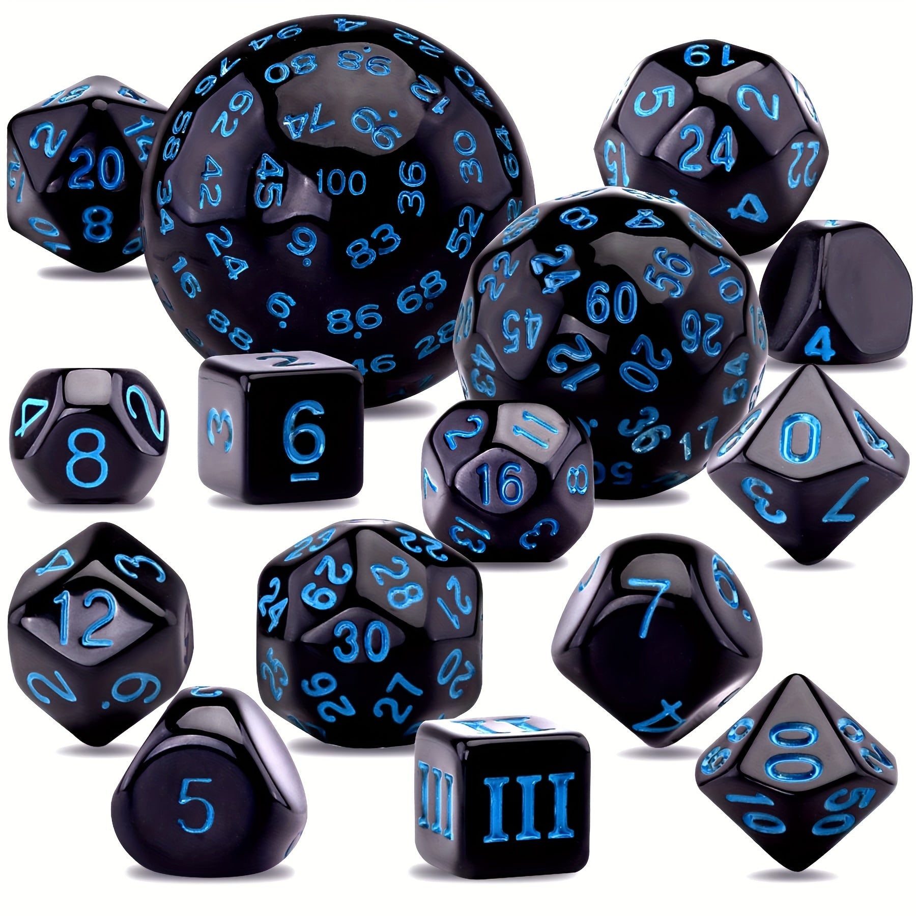 15pcs Polyhedral Dice Set With Flannelette Drawstring Storage Bag
