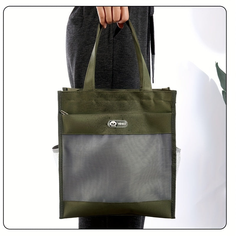 Large Capacity Shoulder Bag with Mesh Bag for Work School College