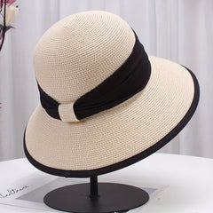 Ruched Hat Band Sun Hat Solid Bucket Hat Classic UV Protection Travel Beach Hats