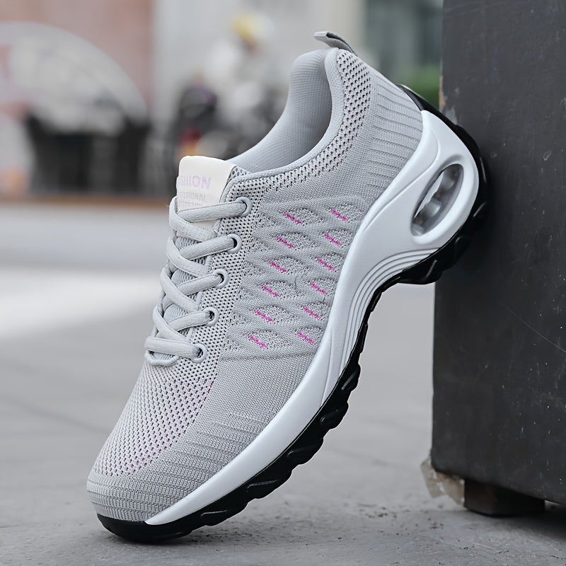 Women's Argyle Knit Running Shoes with Air Cushion