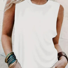 Sleeveless Crew Neck Tank Top for Women