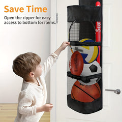 Basketball Hanging Storage Bag Over the Door Toy Organizer Sports Equipment