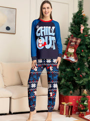 Christmas Print Pajama Set Long Sleeve Top & Pants Women's Sleepwear