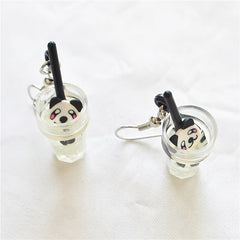 Luminous Fruit Cup Earrings Beverage Bottle Milk Tea Cookie Dice Earrings
