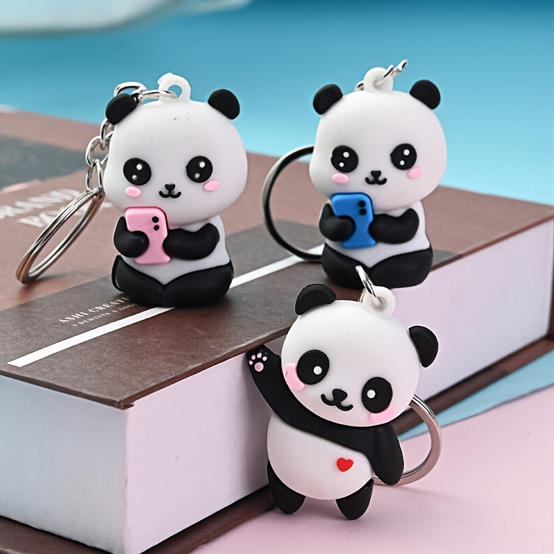 Panda Keychain Pendant Silicone Decoration for Keys Backpacks Wallets