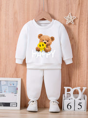 Happy Smile Bear Baby Sweatshirt Trousers Set