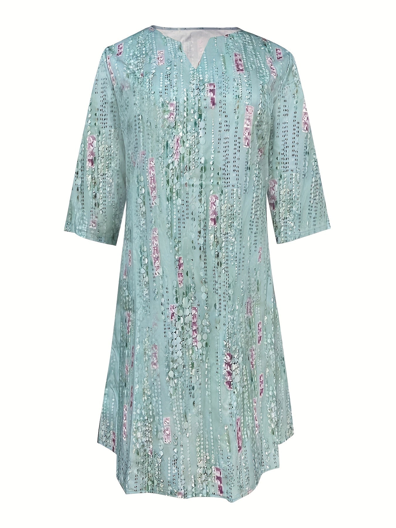 Floral Print Half Sleeve Plus Size Dress