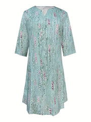 Floral Print Half Sleeve Plus Size Dress